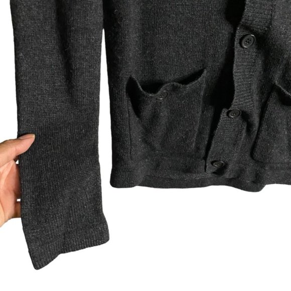 All-Son Men's Charcoal Gray Button-Down Wool Knit Cardigan - Picture 4 of 8